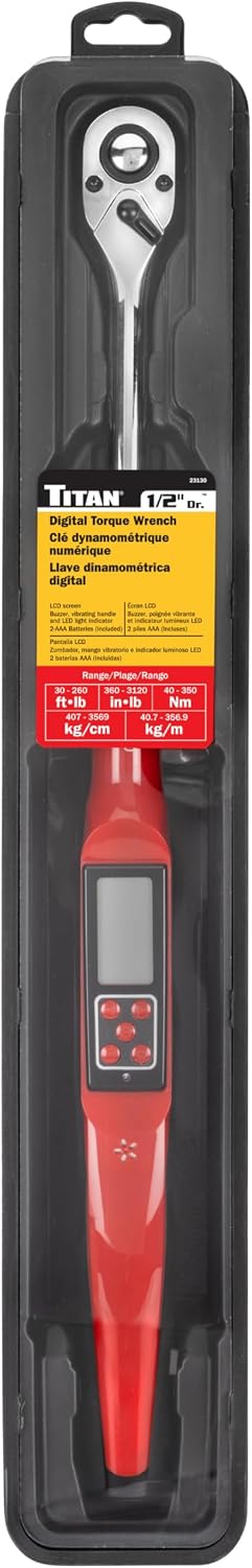 Titan 23130 1/2-Inch Drive x 21-Inch Digital Torque Wrench, 30-260 ft/lbs