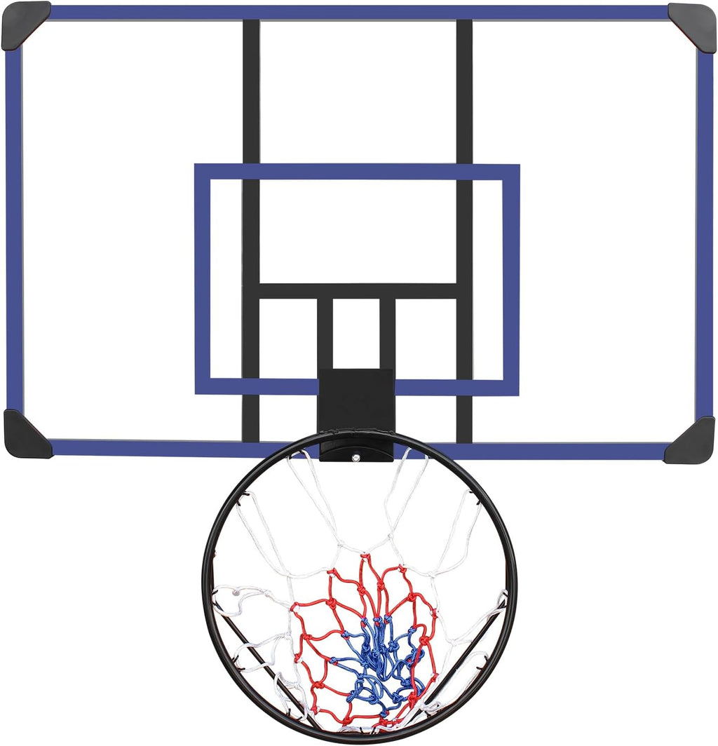 Wall-Mounted Basketball Hoop, 45 'x 29' shatterproof Back, Folding, Durable Hoop and All-Weather net for Indoor and Outdoor use