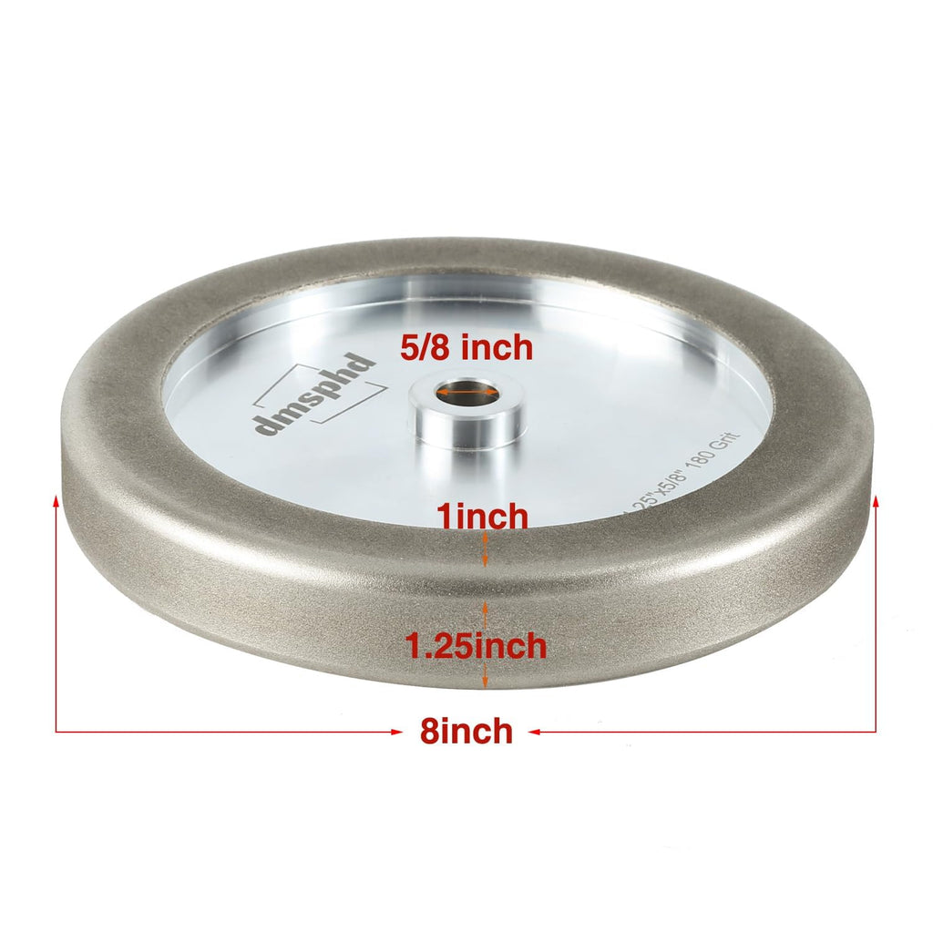 CBN Grinding Wheel 8 inch 1.25' Wide, 5/8' Bore,Aluminum Body, Suitable for High Speed Steel Tools and Bench Grinders (600 Grit)