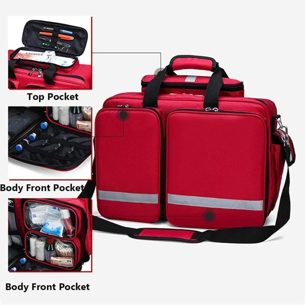 Professional First Aid Kit, Wheeled Medical Cart Bag, Waterproof Emergency Medical Storage Bag, Suitable for Emergency Medical Technicians