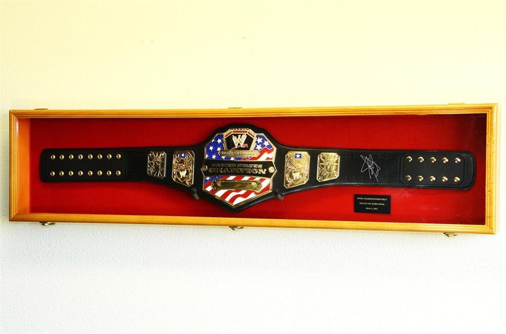 sfDisplay.com,LLC. WWE WWF Wrestling Championship Adult Size Belt Display CASE Frame Cabinet Box 54'