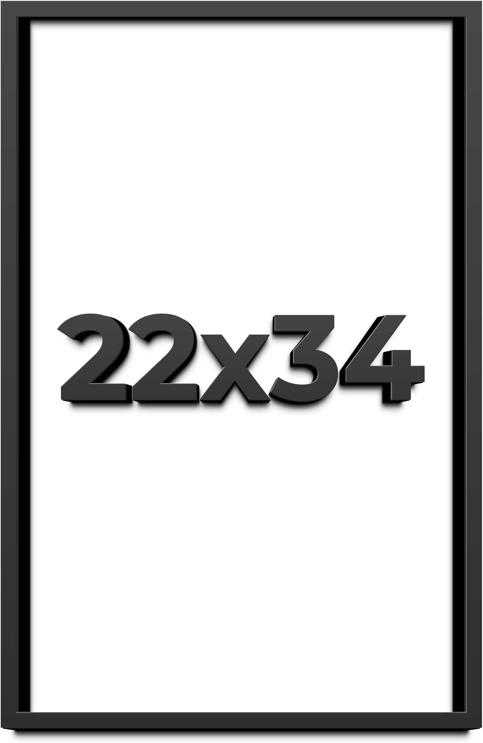 22x34 Shadow Box Black Solid Wood Display Frame with White Acid-Free Backing UV Acrylic & Hanging Hardware - with 3/4' Usable Depth