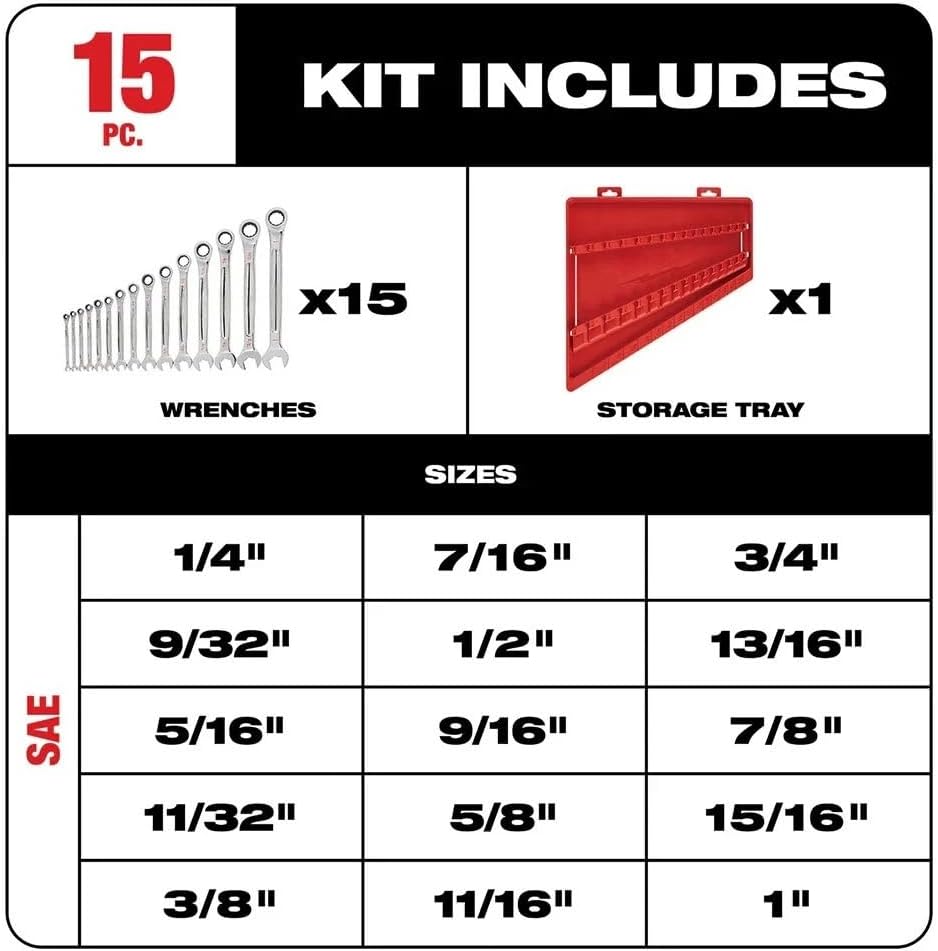 New 48-22-9416 Ratcheting Wrenches for Milwaukee Ratcheting Combination Wrench Set - 15PC
