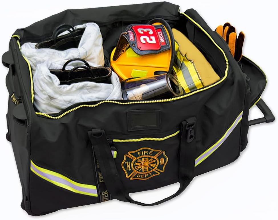 Lightning X Premium Rolling Firefighter Turnout Bunker Gear Bag w/Wheels, Retractable Handle, Fully Molded 3 Colors