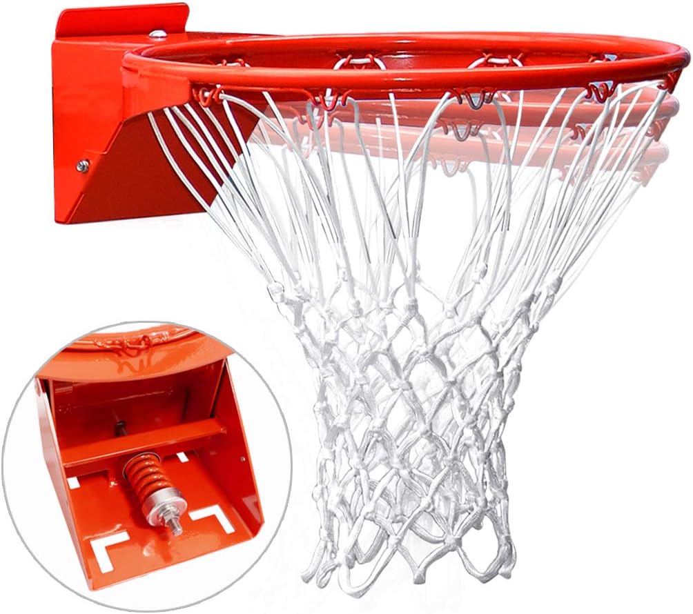 Professional 180º Heavy Duty Breakaway Basketball Rim，18 inch Flex Rim Goal Replacement Fits 5'x5', 5'x4', 4'x3'，5'x3' Hole Pattern Backboard