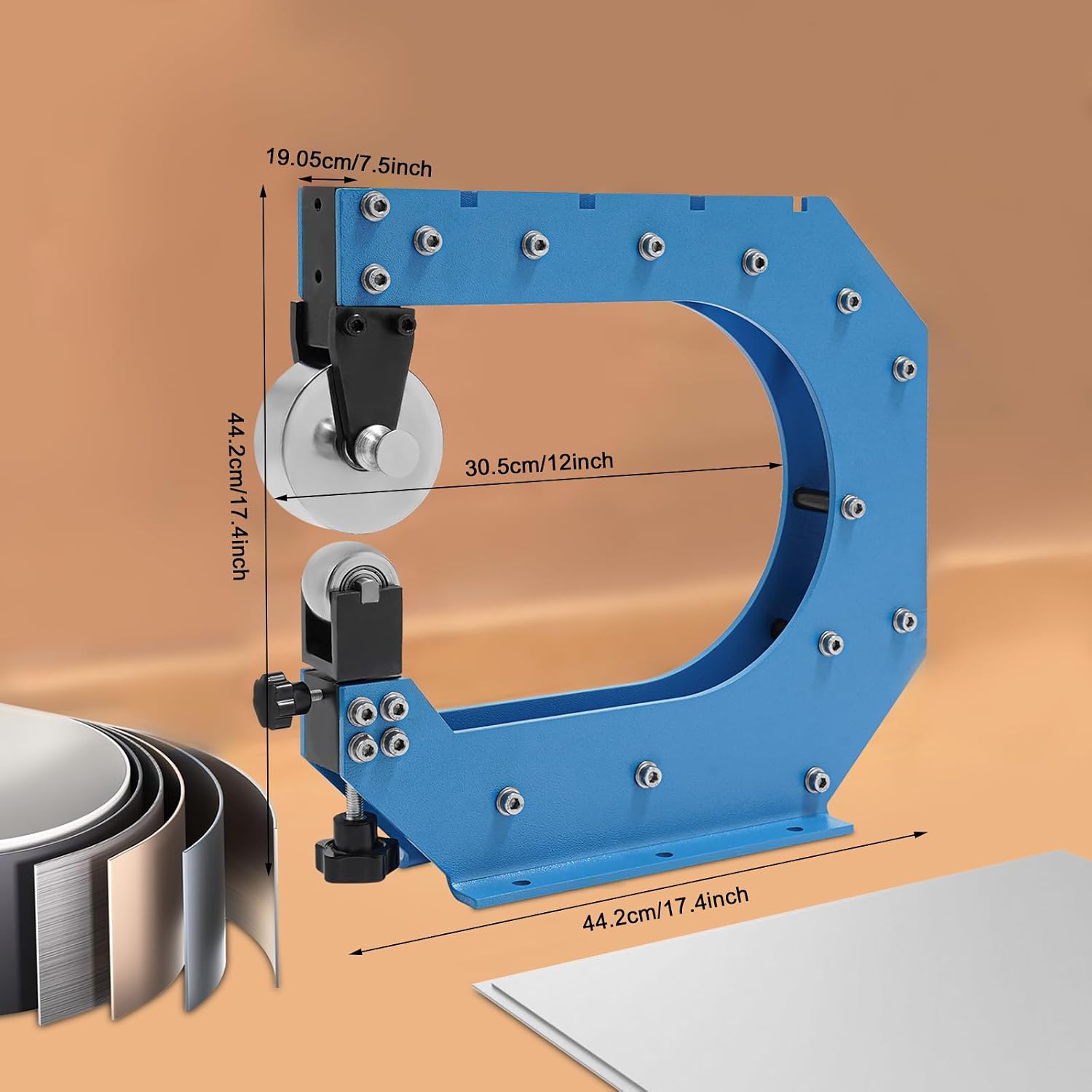 12' Benchtop English Wheel, Professional Heavy Duty English Wheel Manual Metal Shaping Tool for Steel, Aluminum 45# Steel Frame, 30.5CM Throat Depth
