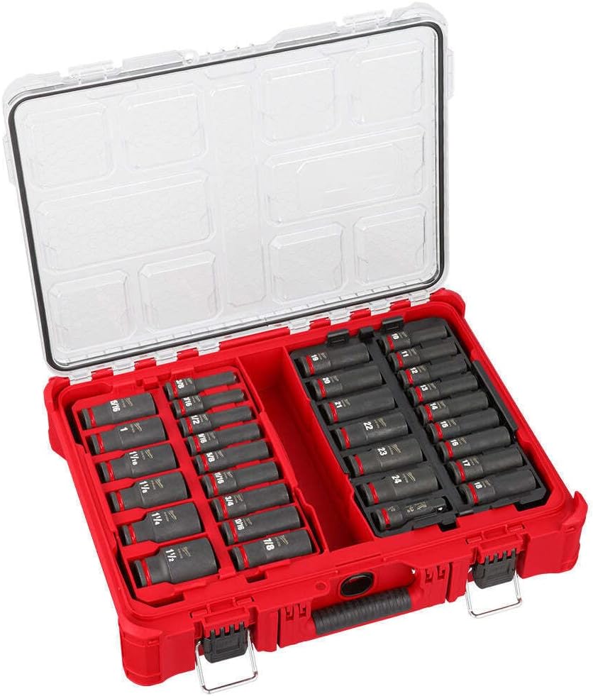 1/2 Impact Socket Set, Impact Socket Set 1/2 Drive, For Milwaukee Shockwave Impact Duty Socket 1/2 Dr Sae/mm Packout Set 31Pc Part# 49-66-6806