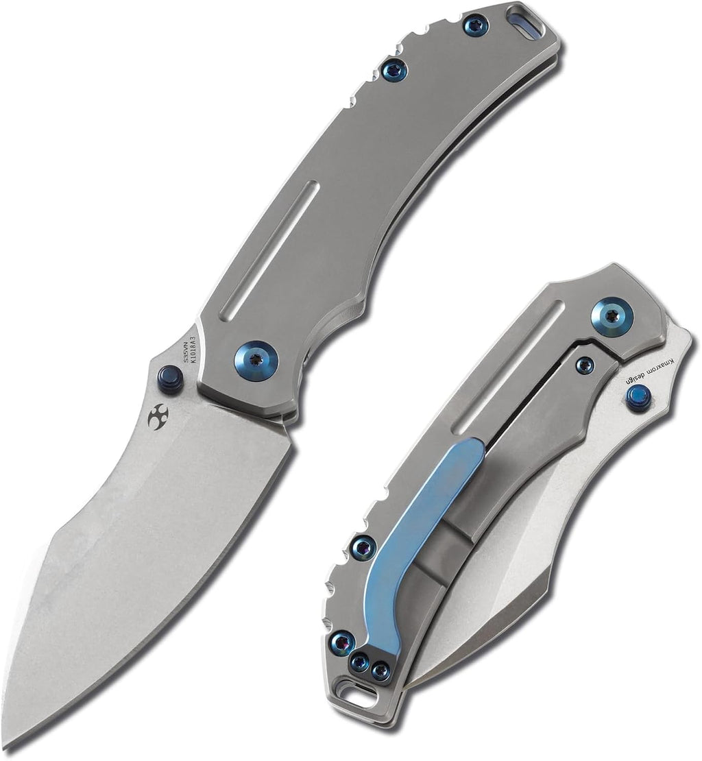 KANSEPT Pelican EDC Camping Pocket Knives for Men 7in Folding Pocket Knives with 3in CPM-S35VN Material and 6AL4V Titanium Handle for Outdoor, Tactical, Survival K1018A3