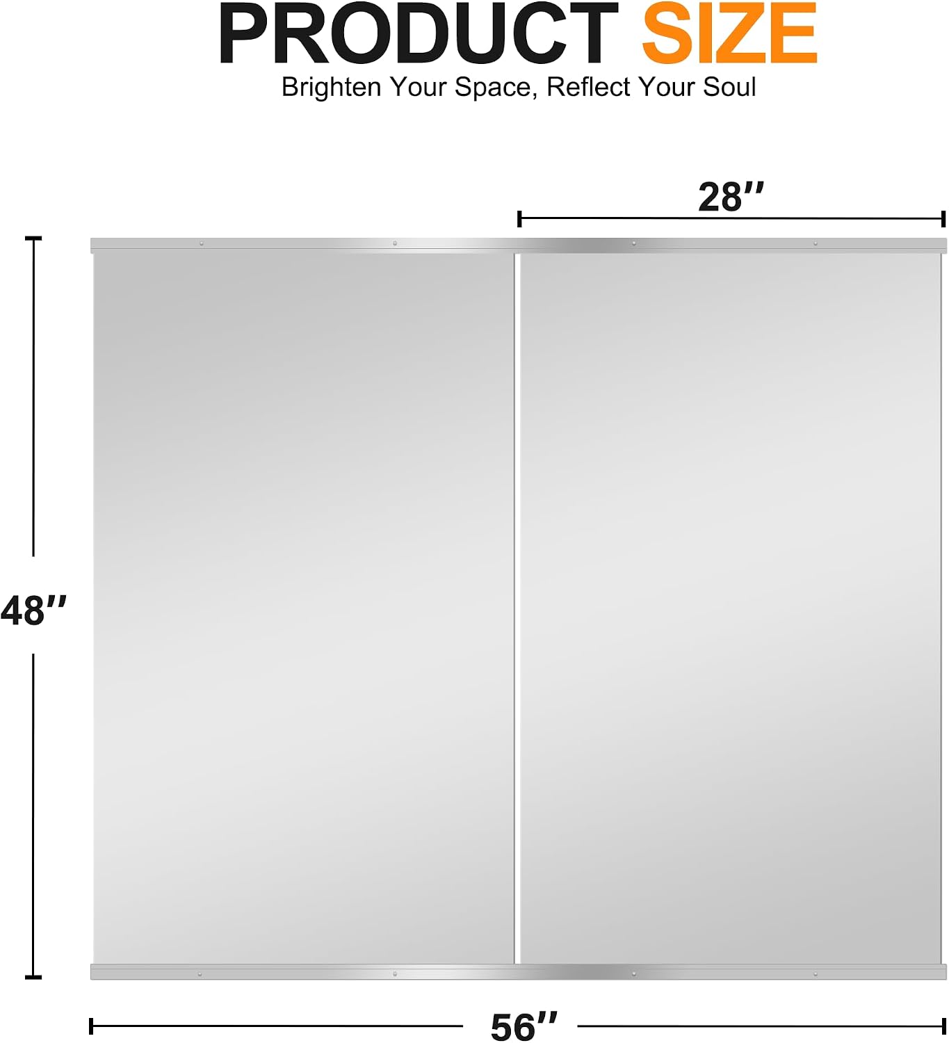 Delma Home Gym Mirror, 48''x28''x2PCS Silver Wall Mounted Large Frameless Tempered Glass Wall Mirror for Home Gym, Garage, Bedroom, Bathroom
