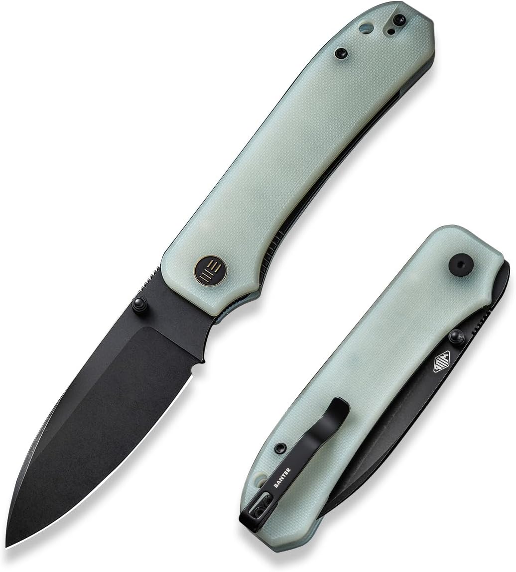 WeKnife Big Banter Pocket Knife for EDC,Folding Knife with 3.69'CPM 20CV Blade Natural G10 Handle,Titanium Thumb Stud Opener WE21045-3