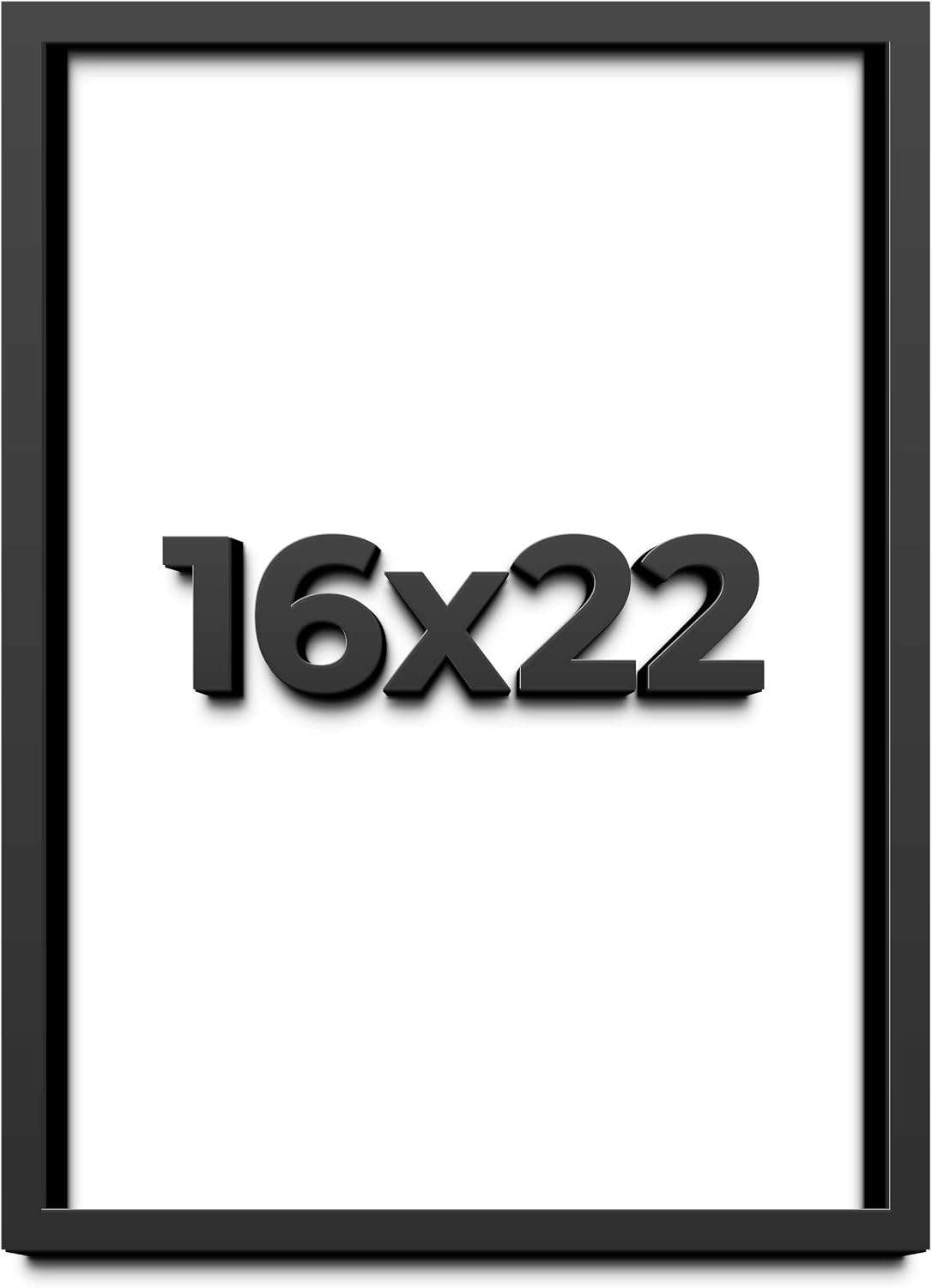 16x22 Shadow Box Black Solid Wood Display Frame with White Acid-Free Backing UV Acrylic & Hanging Hardware - with 3/4' Usable Depth