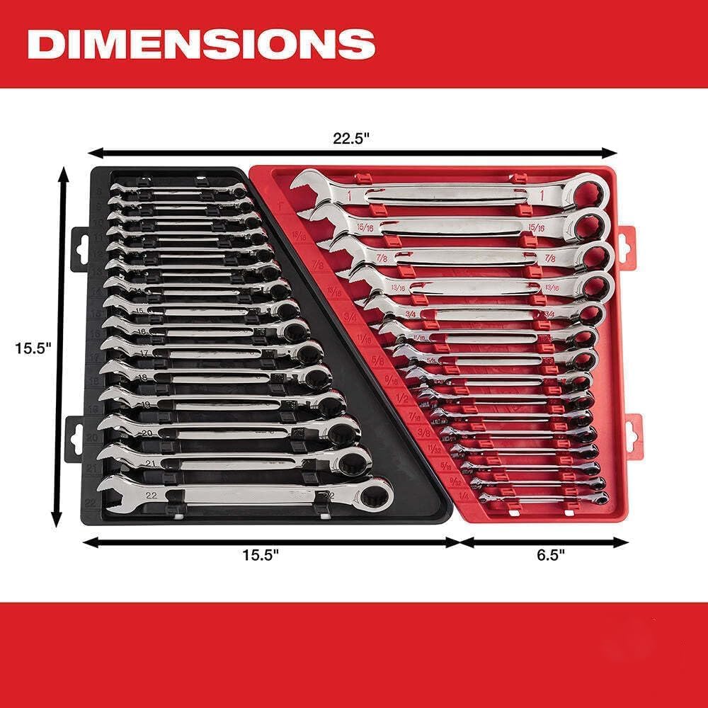 48-22-9416 for Milwaukee Combination Wrench, Ratchet Wrenches Set Durable Ratcheting Combination Wrench Mechanics ToolSet - 15PC