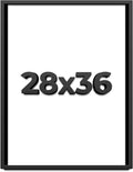 28x36 Shadow Box Black Solid Wood Display Frame with White Acid-Free Backing UV Acrylic & Hanging Hardware - with 3/4' Usable Depth