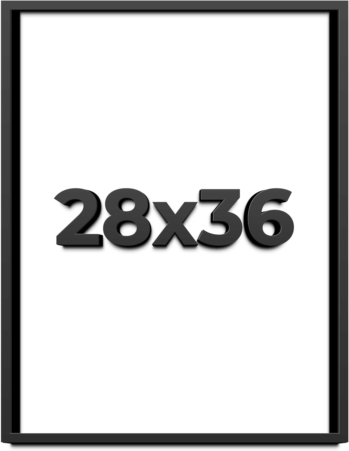 28x36 Shadow Box Black Solid Wood Display Frame with White Acid-Free Backing UV Acrylic & Hanging Hardware - with 3/4' Usable Depth