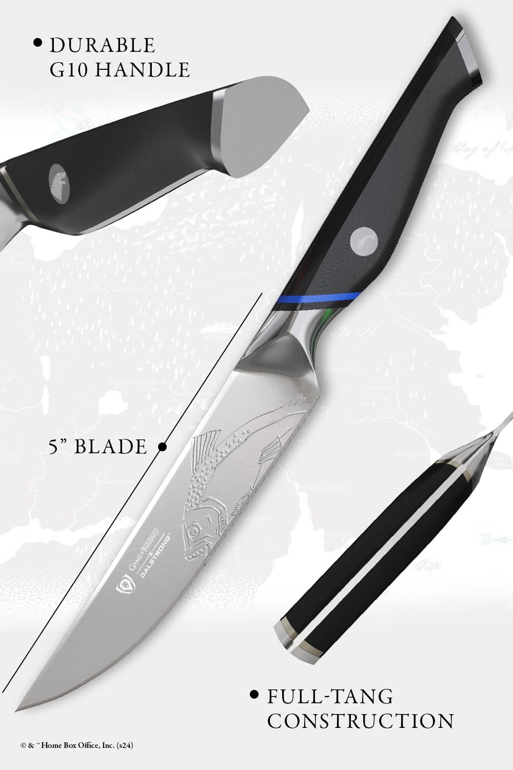 Dalstrong Steak Knife Set-8pc Set-5'- Game of Thrones™ Knife -German Premium Steel Full Tang-Professional G10 Handle-Collection Item Steak Cutting Knife