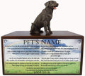 Wooden Pet Urns for Dogs with Chocolate Labrador Figurine & Poem Beyond The Rainbow | Personalized Dog Memorial Urn for Ashes | Medium Paulownia Pet Urn for Lab | Pet Memorial | Conversation Concepts