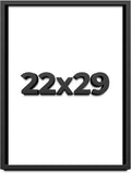 22x29 Shadow Box Black Solid Wood Display Frame with White Acid-Free Backing UV Acrylic & Hanging Hardware - with 3/4' Usable Depth