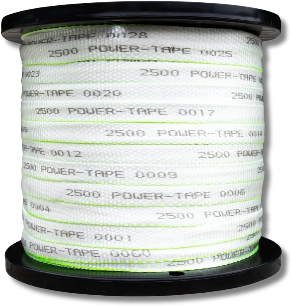 Pull Tape Power-Tape | Made in USA | 100% Polyester | Cable Wire Pulling Webbing, Flat Rope | 2500 lb (3/4 inch) x 2000 feet