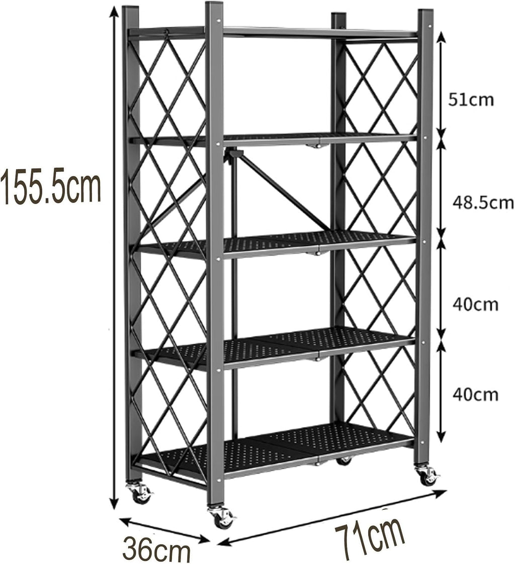 Microwave Storage Stand,Microwave Stand with Storage Cabinet Made of Carbon Steel Kitchen Baker's Rack with Storage Open Operator Console with Brakeable Casters Foldable(Color:White)