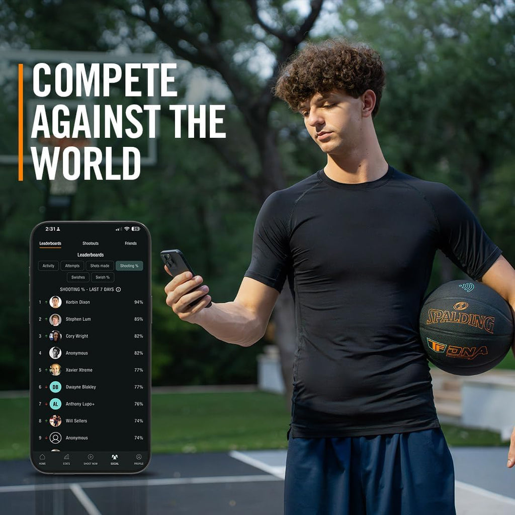 Spalding TF DNA Smart Basketball with Training App & 1-Year Subscription, Indoor/Outdoor Basketball, Tracks Shooting Performance & Training Metrics