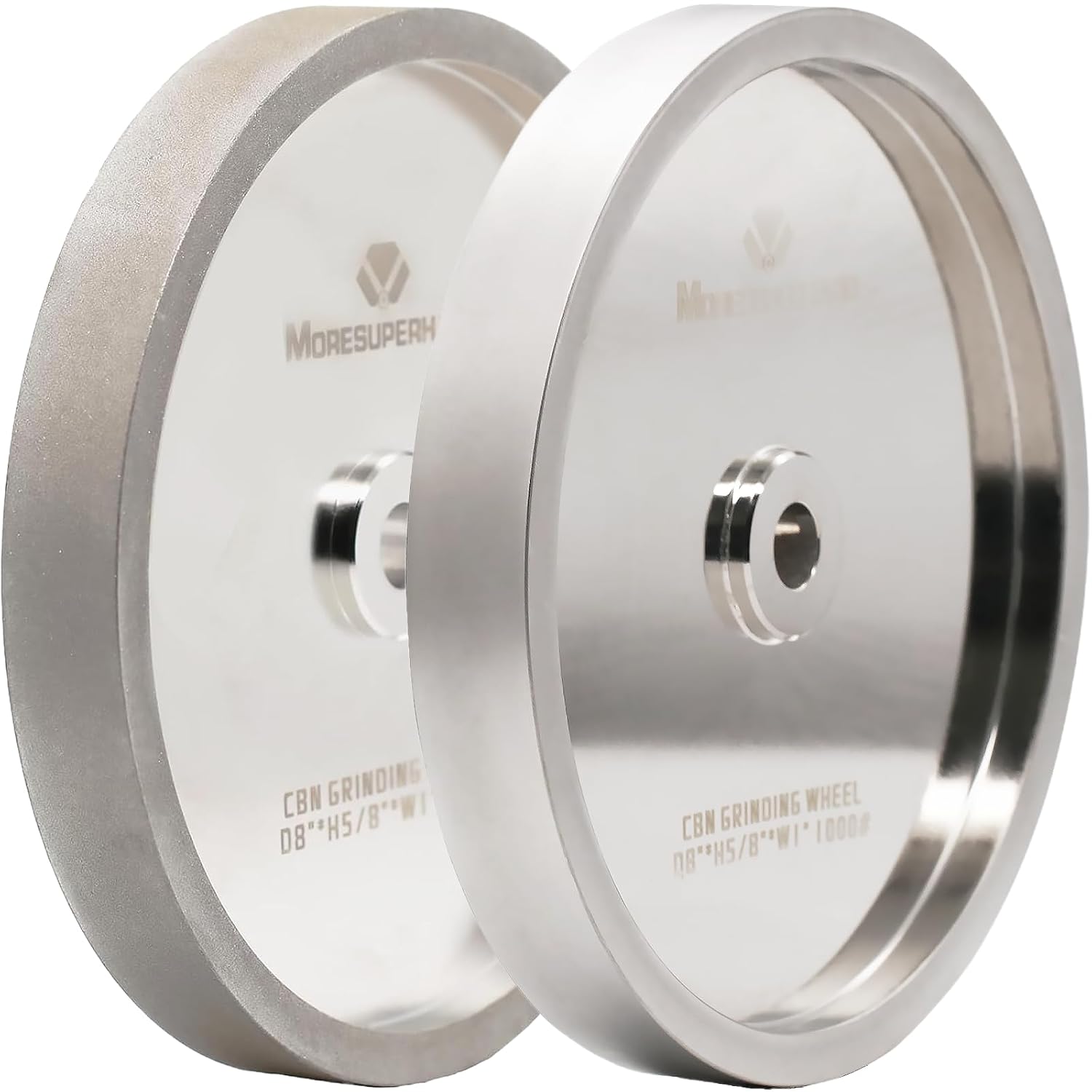 8 inch CBN Grinding Wheel Set 600 & 1000 Grit，1' Wide，5/8' Arbor， Aluminum Body，for Sharpening High Speed Steel Tools Woodturning Tools，for All Kinds of 8 inch Bench Grinders