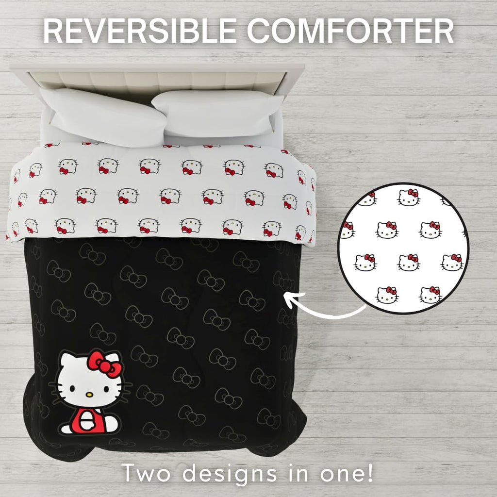 Franco Hello Kitty Bedding Bundle - Reversible Full Comforter and 4 Piece Full Sheet Set (Official Licensed Product)
