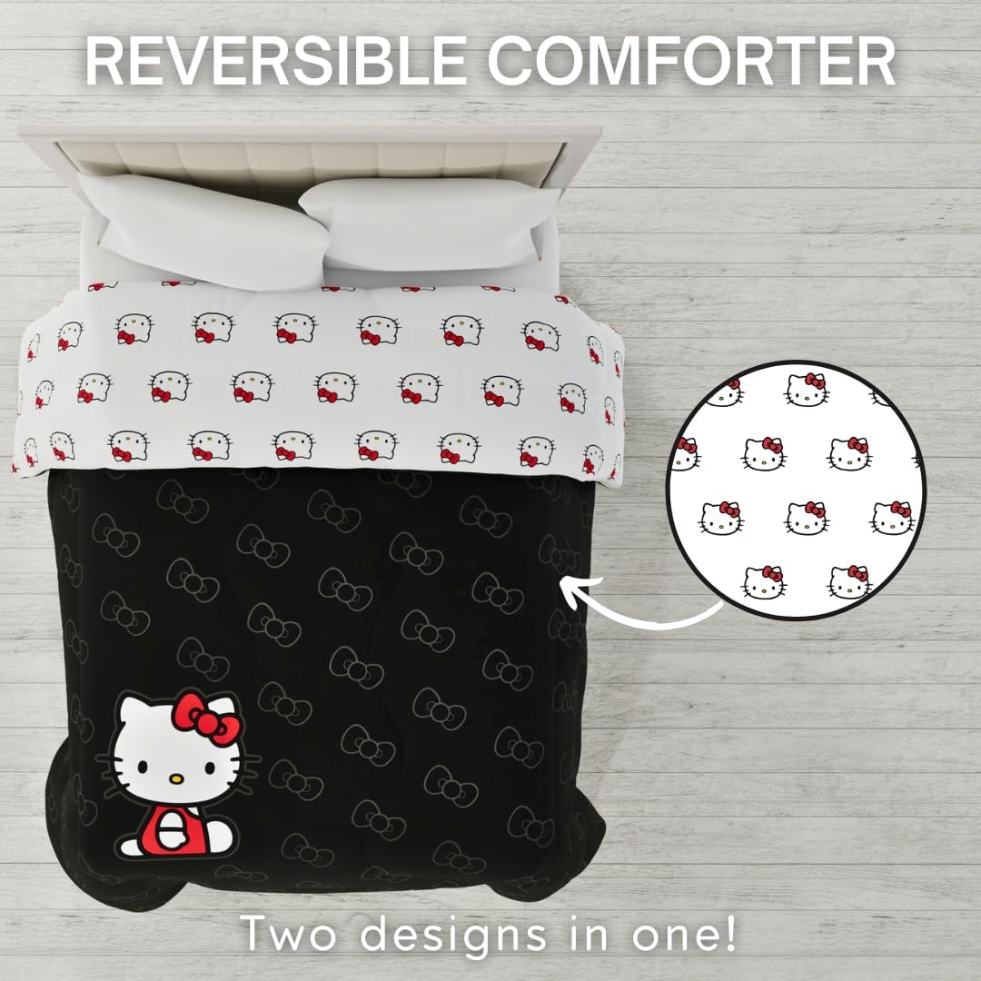Franco Hello Kitty Bedding Bundle - Reversible Full Comforter and 4 Piece Full Sheet Set (Official Licensed Product)