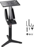 Happybuy Adjustable Bench Grinder Stand – 5-Level Height Pedestal with 12x10 Mounting Plate, Cast Iron Base & Grinding Wheel Storage Compartment