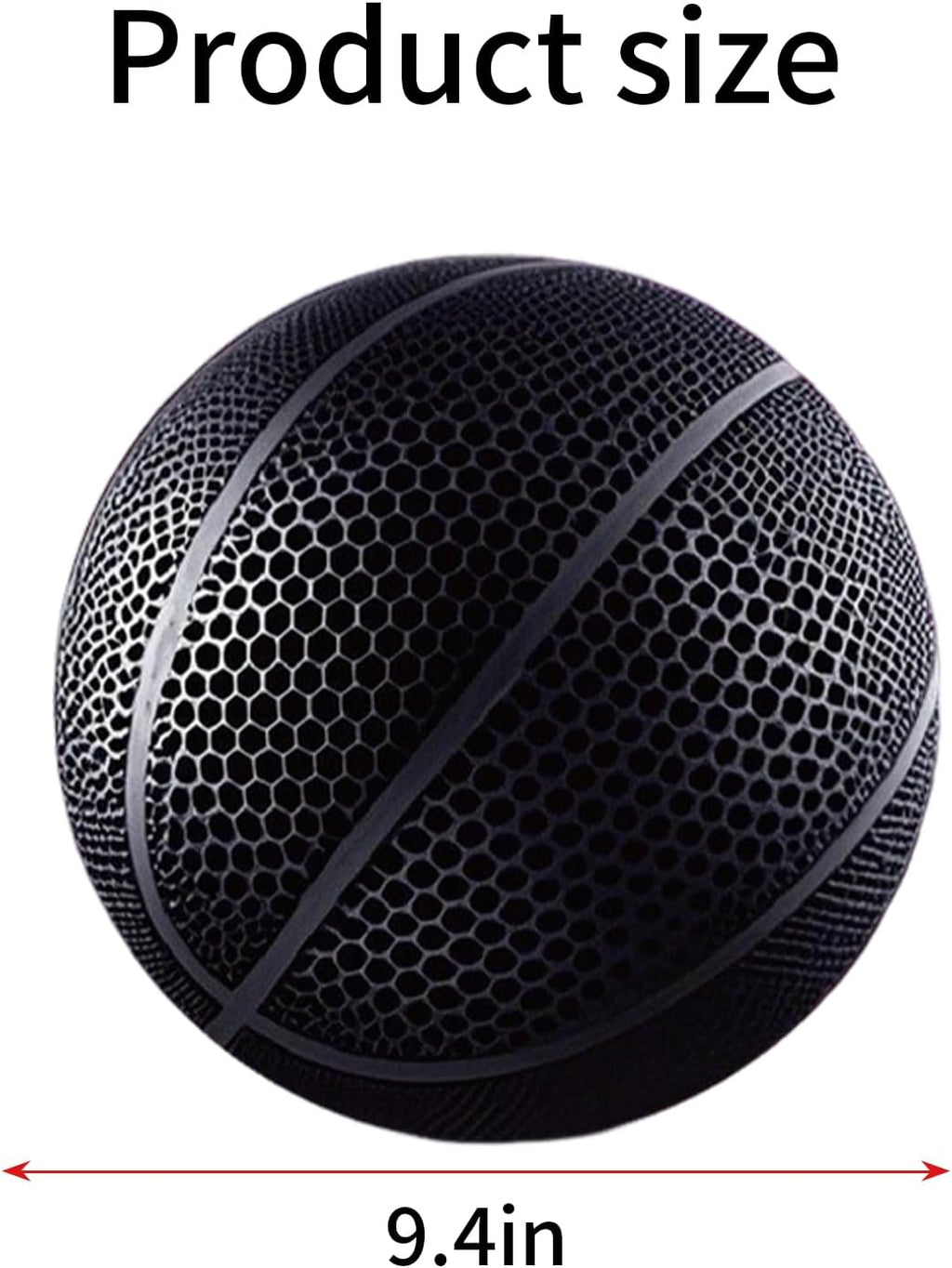 3D Printed Airless Basketball - No Pump Needed, Ultra-Quiet & High Bounce - Official Size 7 for Indoor & Outdoor Use (Black)