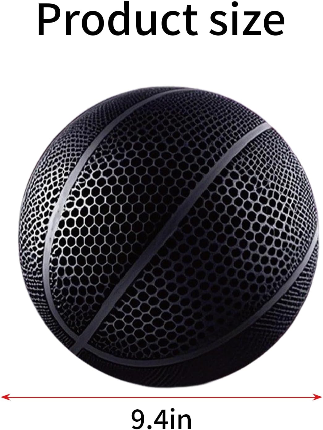 3D Printed Airless Basketball - No Pump Needed, Ultra-Quiet & High Bounce - Official Size 7 for Indoor & Outdoor Use (Black)