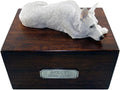 Wooden Pet Urns for Dogs with White German Shepherd My Dog Figurine | Personalized Large Dog Urn for Ashes | Paulownia Wood Pet Memorial Box with Engraved Pewter Plaque | Conversation Concepts