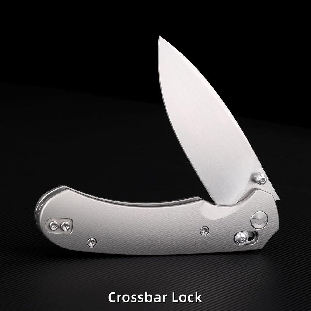 Folding Pocket Knife, 3.31'' M390 Blade, Erogonomic Titanium Handle, Pocket Knife for Men, EDC Knife for Hunting, Outdoor Survival Fishing Hiking Camping Knives (Grey)