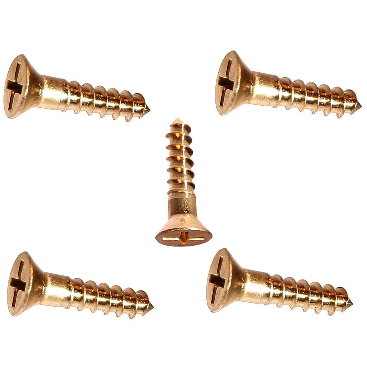 #8 x 2' Silicon Bronze Wood Screws, Flat Head, Frearson Drive Pack of 50 Fastener Set LS12450F