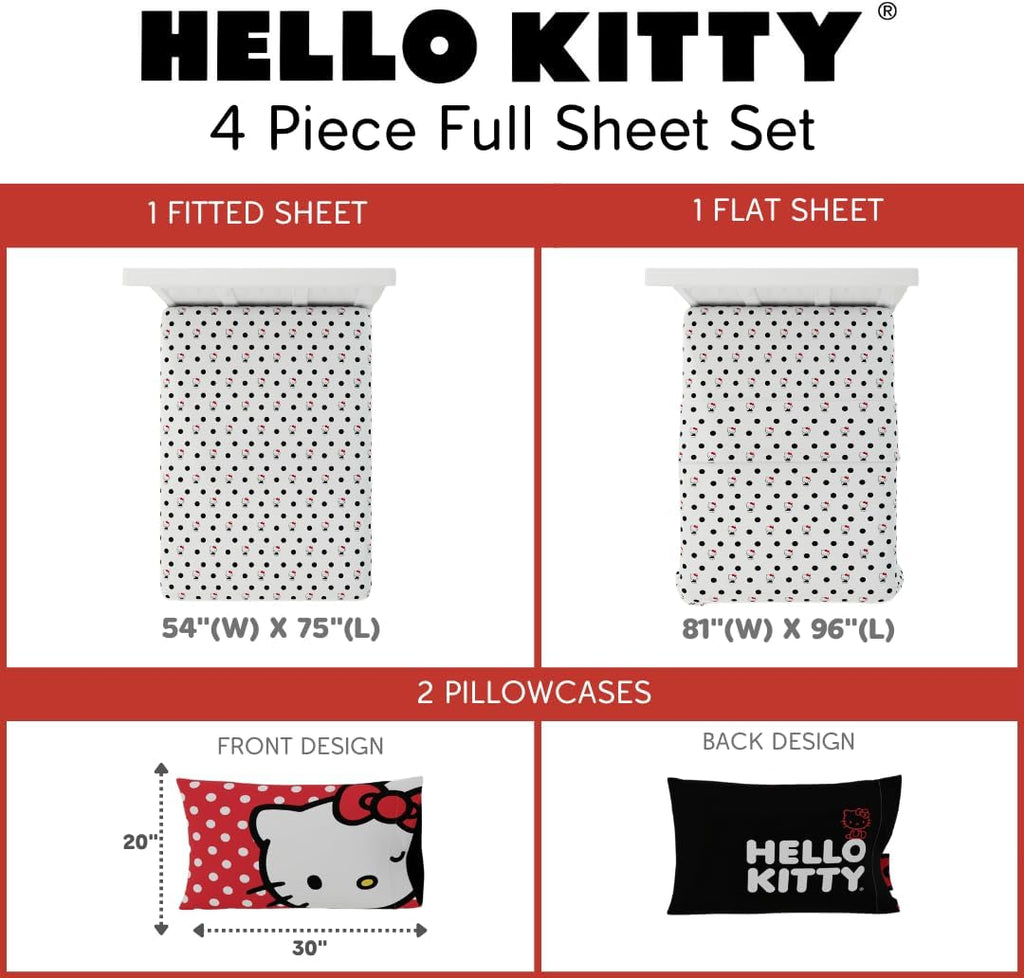 Franco Hello Kitty Bedding Bundle - Reversible Full Comforter and 4 Piece Full Sheet Set (Official Licensed Product)
