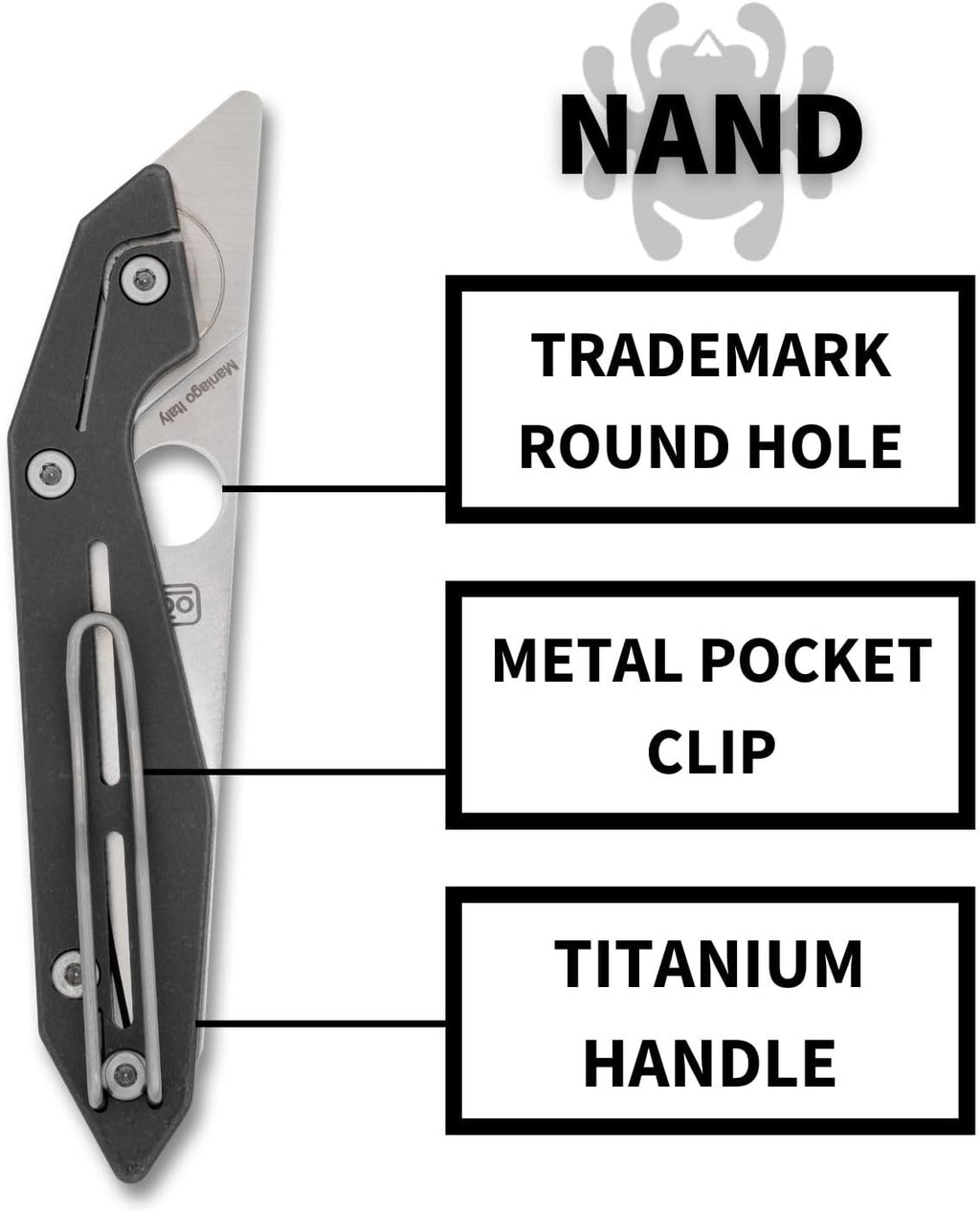 Spyderco Nand Folding Pocket Knife with 3' M398 Steel Blade and Titanium Handle - EDC Knife for Men and Women, Perfect for Hunting, Tactical, Camping, Survival, Hiking - PlainEdge - C270TIP