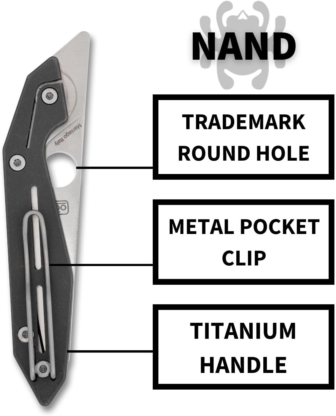 Spyderco Nand Folding Pocket Knife with 3' M398 Steel Blade and Titanium Handle - EDC Knife for Men and Women, Perfect for Hunting, Tactical, Camping, Survival, Hiking - PlainEdge - C270TIP
