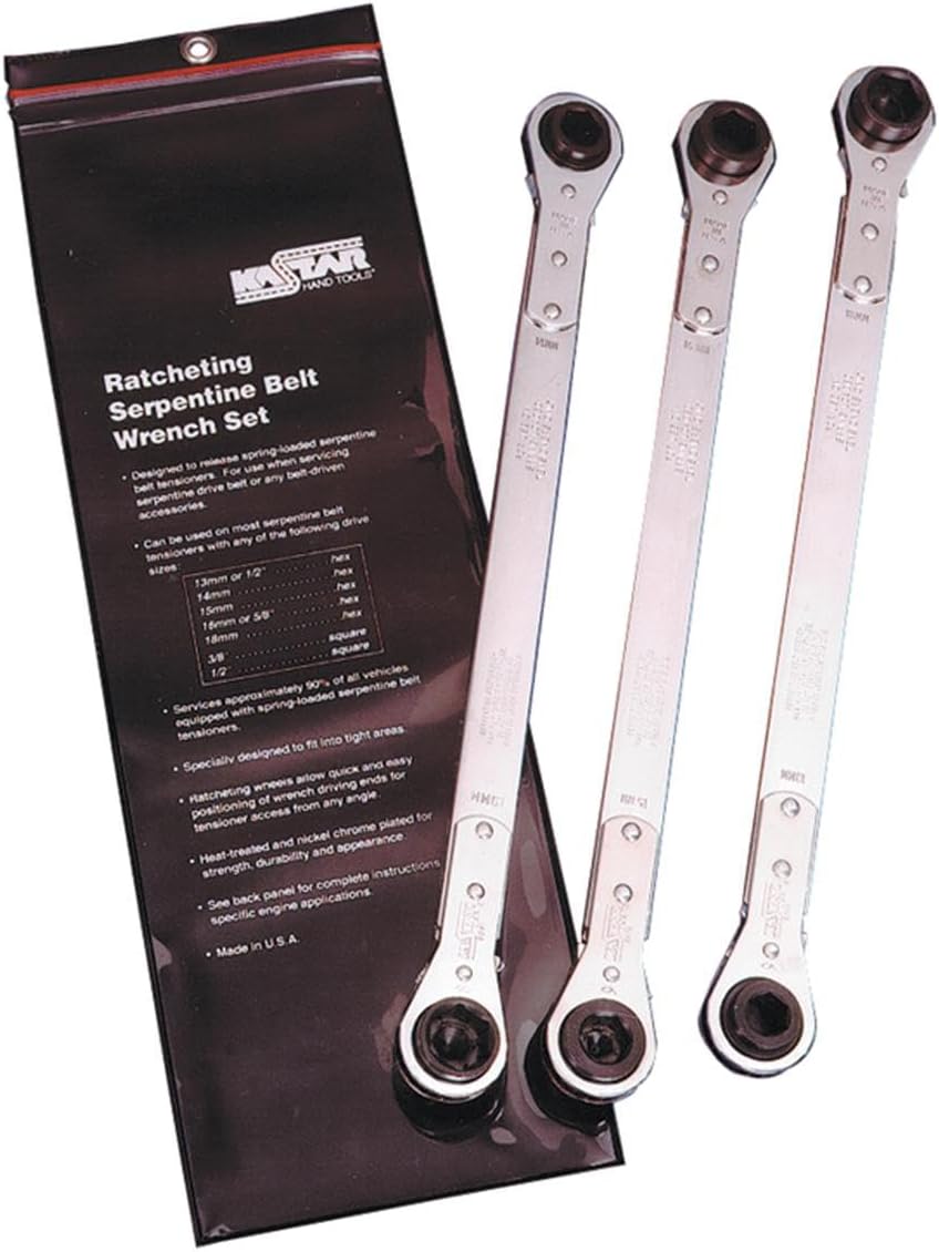 Kastar 5344 3 Piece Universal Ratcheting Serpentine Belt Wrench Set