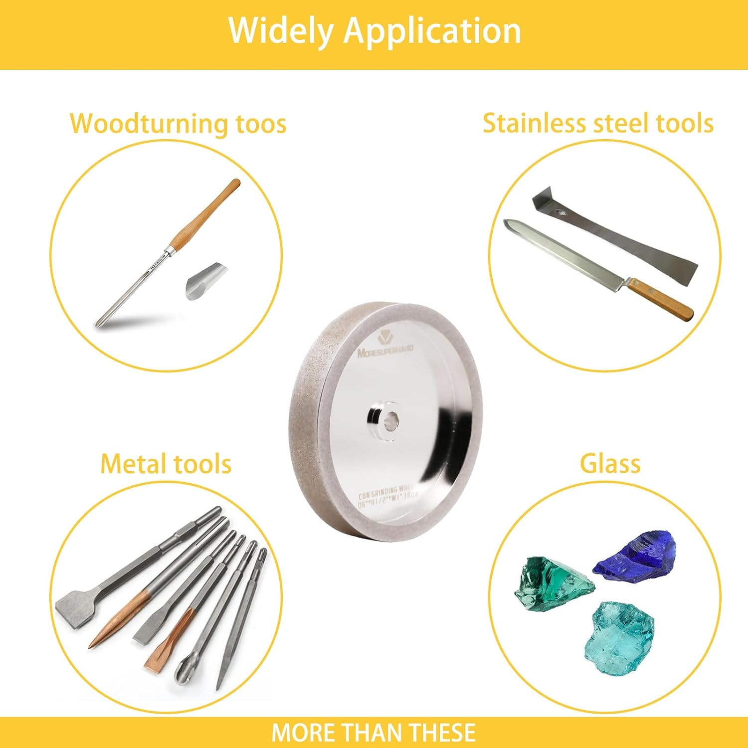 CBN Grinding Wheel 6 inch 600&1000 Grit,1/2' Bore,1' Wide,for All Kinds of 6 inch Bench Grinders,for Sharpening High Speed Steel Tools WoodTurining Tools