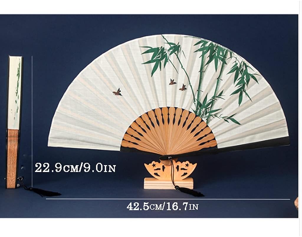 Decoration Folding Fan Antiquity Handheld Fans，Summer Portable Hand-Painted Hanfu Folding Fan for Home Decor Events Party Supplies Gift Elegant Hand Fan Fan (Color : Khaki)
