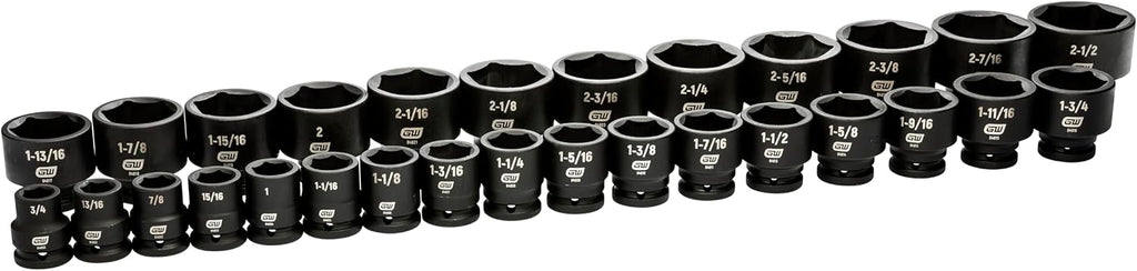GEARWRENCH 29 Piece 3/4' Drive 6 Point SAE Impact Socket Set | 3/4' to 1-7/8' | 84035