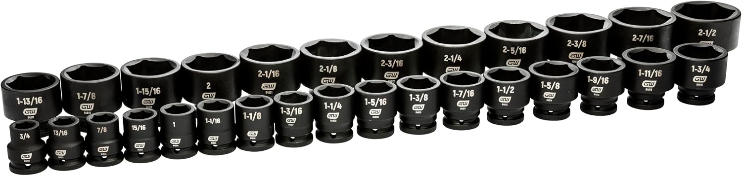 GEARWRENCH 29 Piece 3/4' Drive 6 Point SAE Impact Socket Set | 3/4' to 1-7/8' | 84035