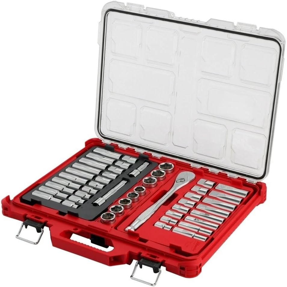 47 PC 48-22-9487 FOUR FLAT Socket Wrench Sets for Milwaukee 1/2' Drive Ratchet & Socket Set