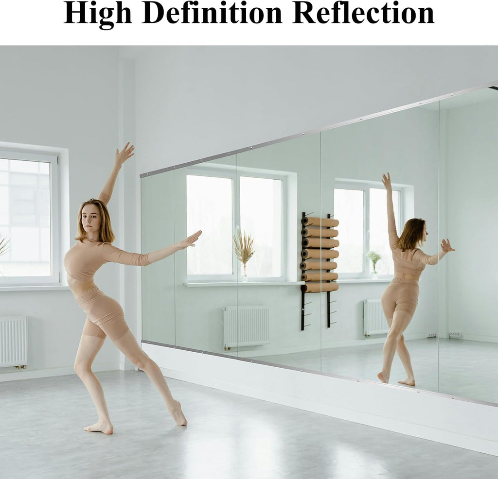 Ruomeng Home Gym Mirror, 48''x28''x2PCS Full Length, Large Frameless Body Mirror Tempered Glass for Gym, Workout, Yoga, Garage, Dance Studio