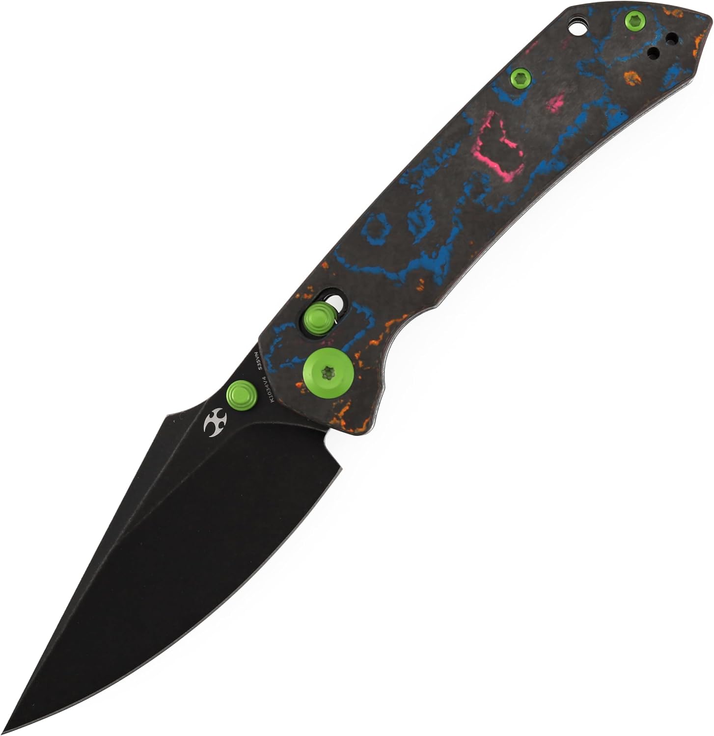 KANSEPT Fenrir Pocket Knife,3.48'' Black Stonewashed CPM S35VN Harpoon Blade,80S Camo CarbonFiber Handle,Thumb Stud PocketClip for Edc,Camping Survival Hiking Folding Knives K1034V4