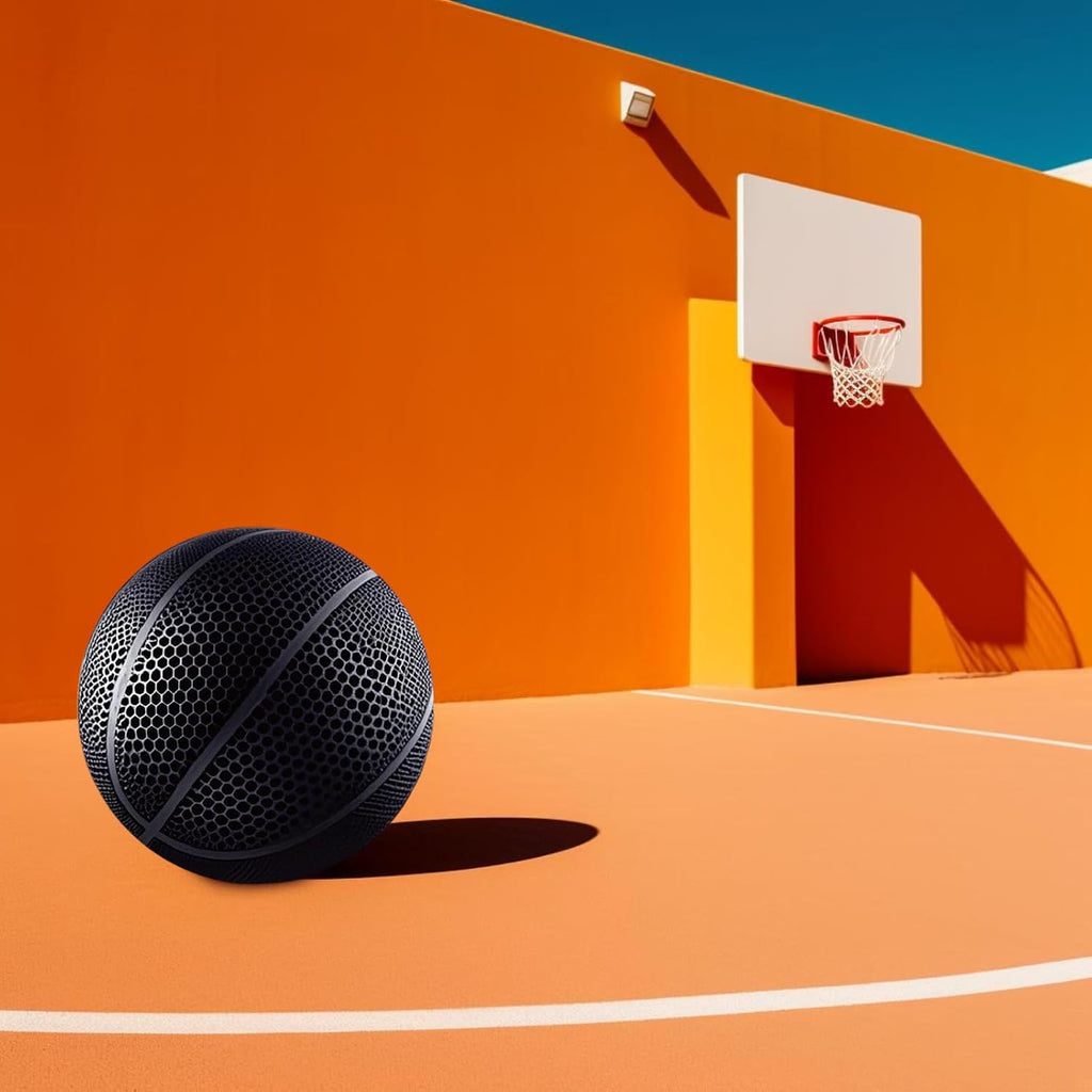 3D Printed Airless Basketball - No Pump Needed, Ultra-Quiet & High Bounce - Official Size 7 for Indoor & Outdoor Use (Black)