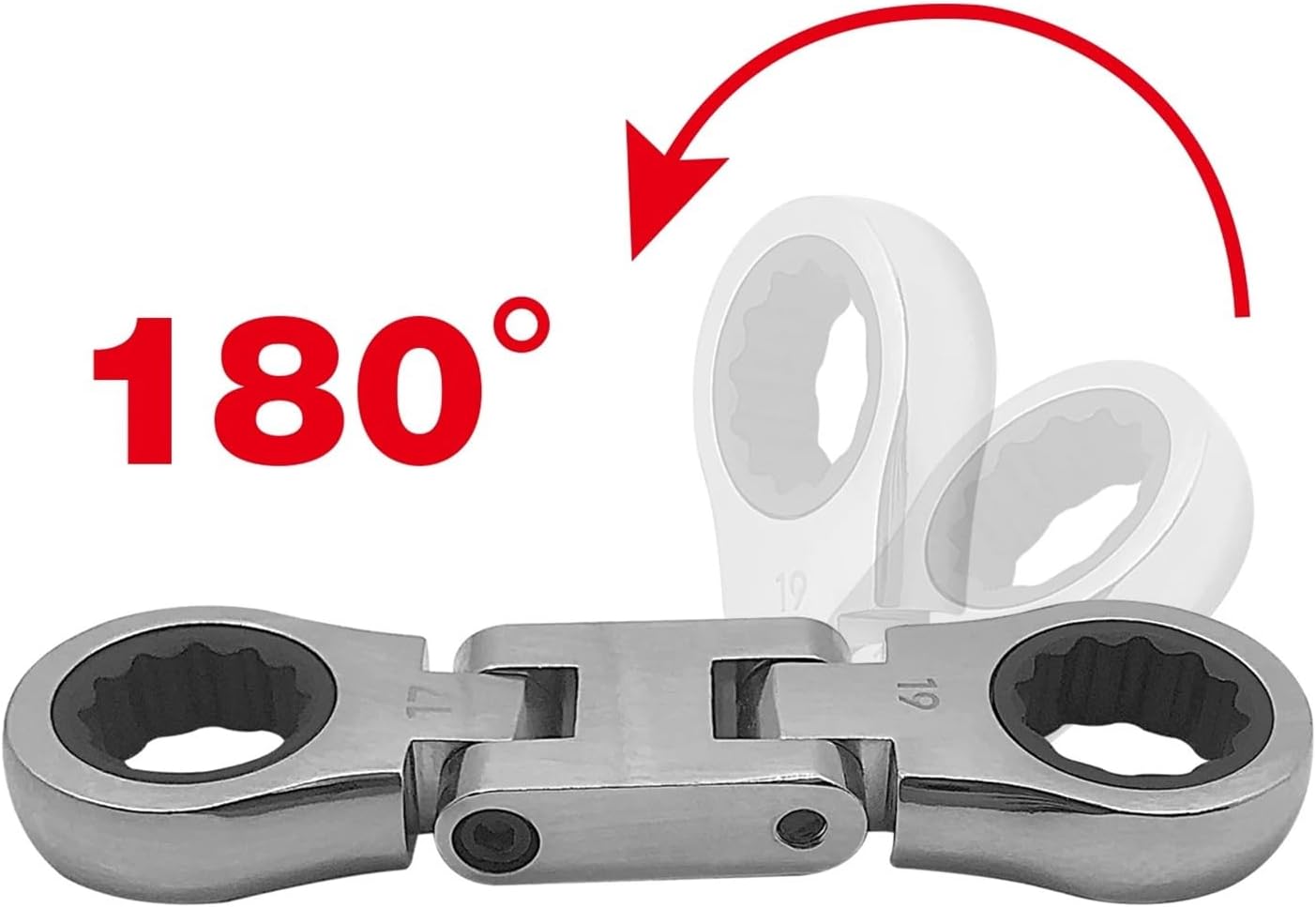 5-Piece stubby Flex-Head ratcheting wrench set metric combination 72-Teeth, with Rolling Pouch 8m10m12m13m14m15m16m17m18m19m