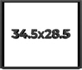 34.5x28.5 Shadow Box Black Solid Wood Display Frame with White Acid-Free Backing UV Acrylic & Hanging Hardware - with 3/4' Usable Depth