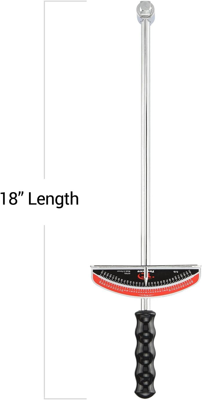 Tooluxe 03703L Dual Drive Beam Style Torque Wrench,3/8' & ½' Drives | 17' Length, 0-150 Ft-Lbs | SAE, Premium Steel Alloy (Pack of 12)