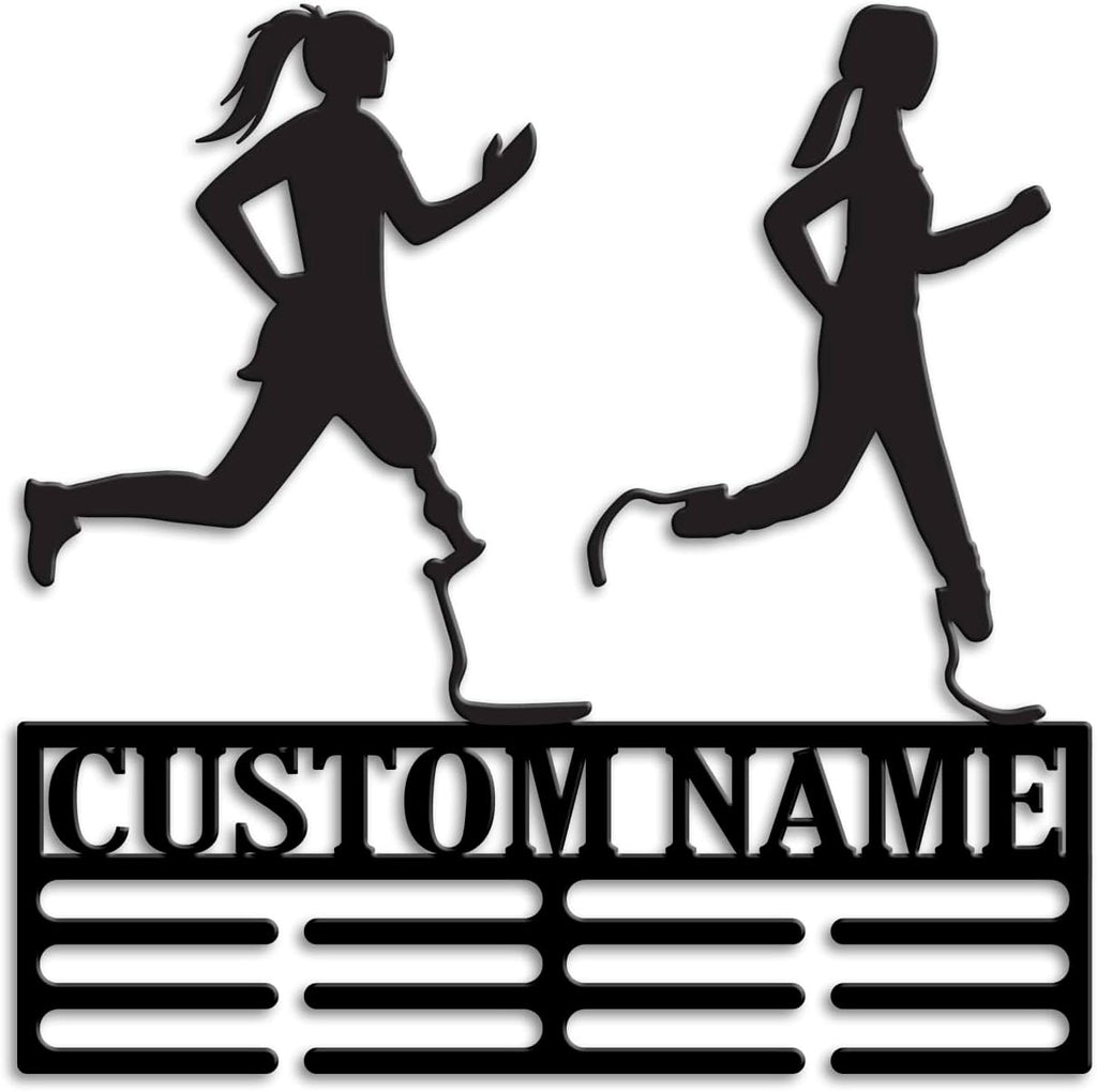 Custom Blades Running Medal Holder LED Light, Blade Runners Name Medal Hanger Display, Rack For Tiered Award Ribbon, Metal Sign Gift For Athlete Artwork