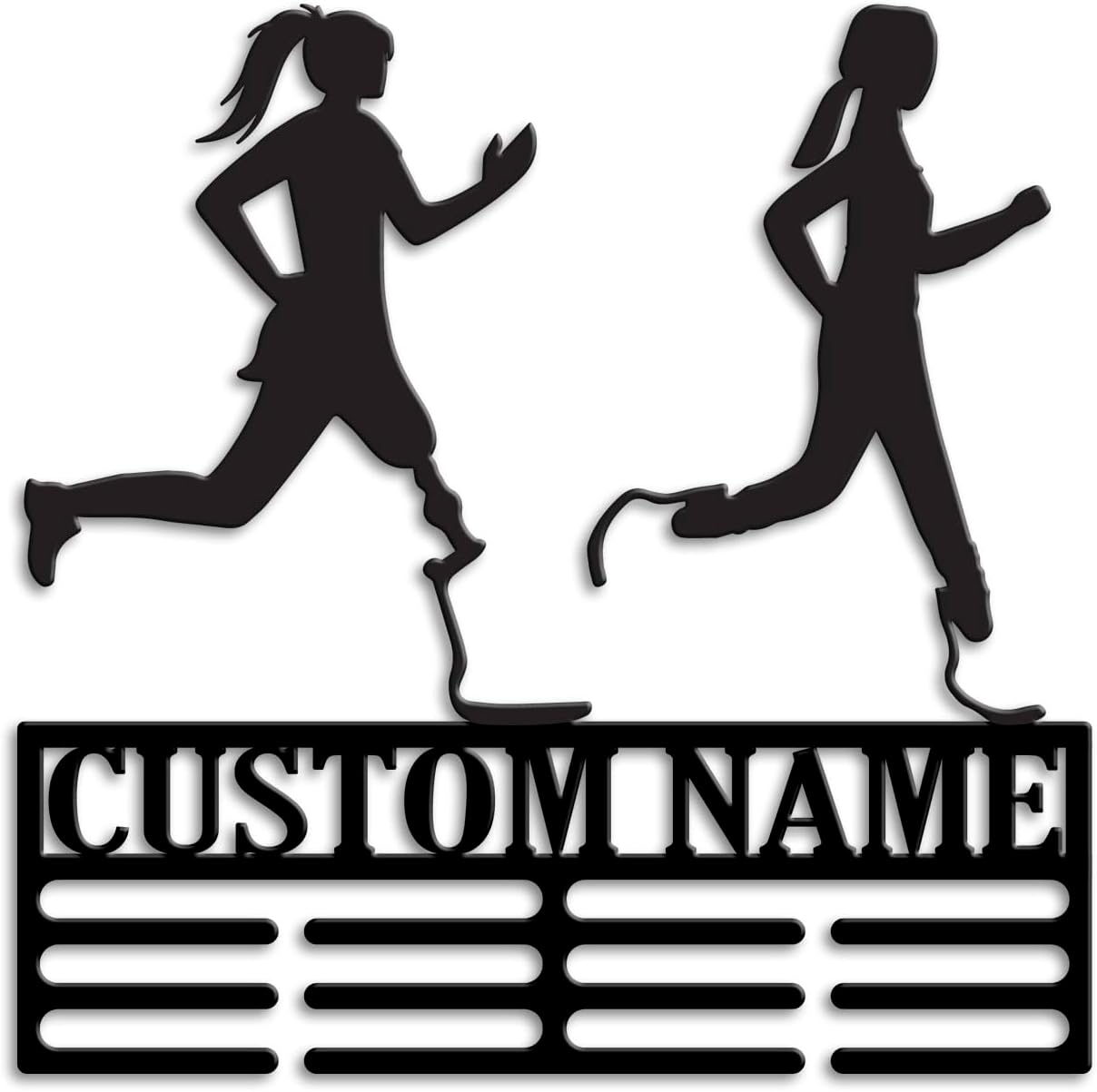 Custom Blades Running Medal Holder LED Light, Blade Runners Name Medal Hanger Display, Rack For Tiered Award Ribbon, Metal Sign Gift For Athlete Artwork